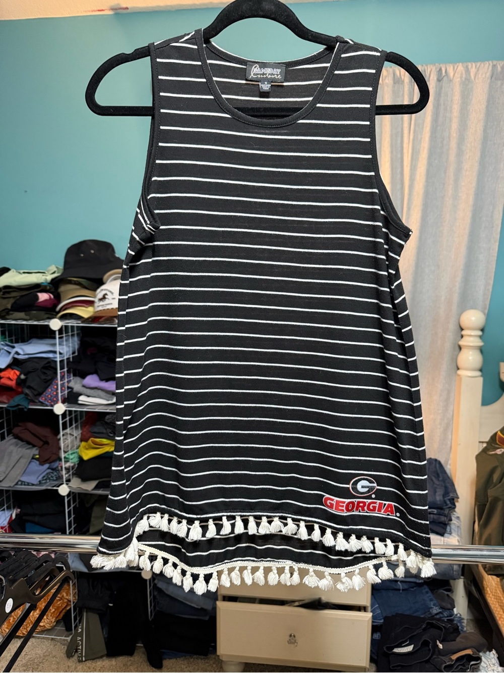 Gameday Couture Georgia Bulldogs UGA Striped Tassel Tank Top